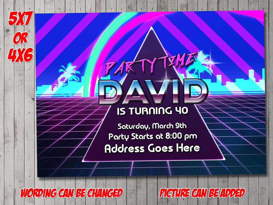 80s Retro Digital Party Invitation Invite Flyer Thank You - Etsy