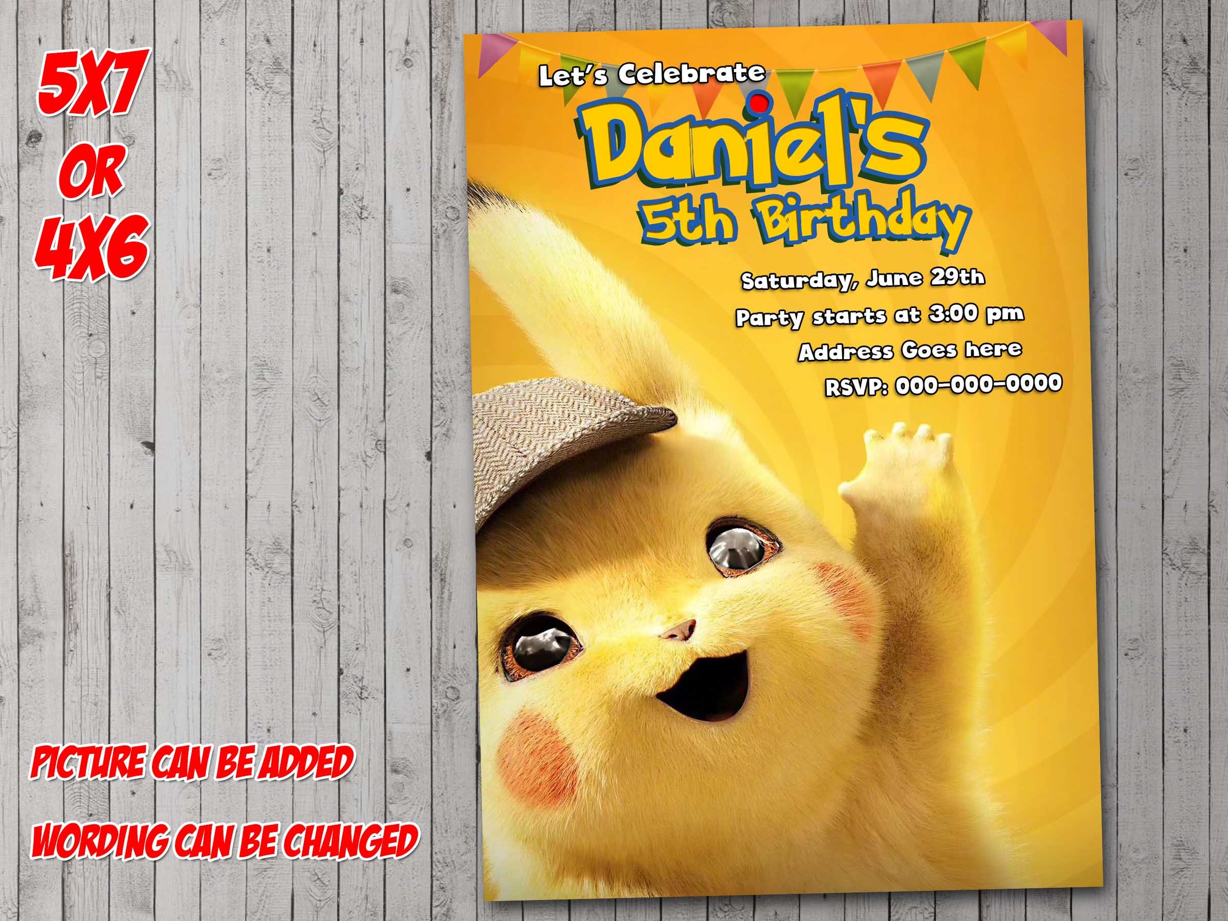 Detective Pikachu Digital Party Invitation Invite Flyer - Etsy