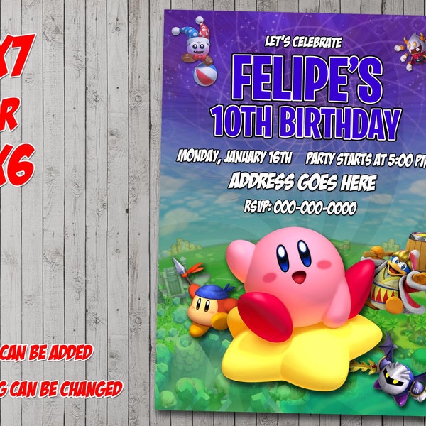 Kirby Paper Birthday Party Invitations - Etsy