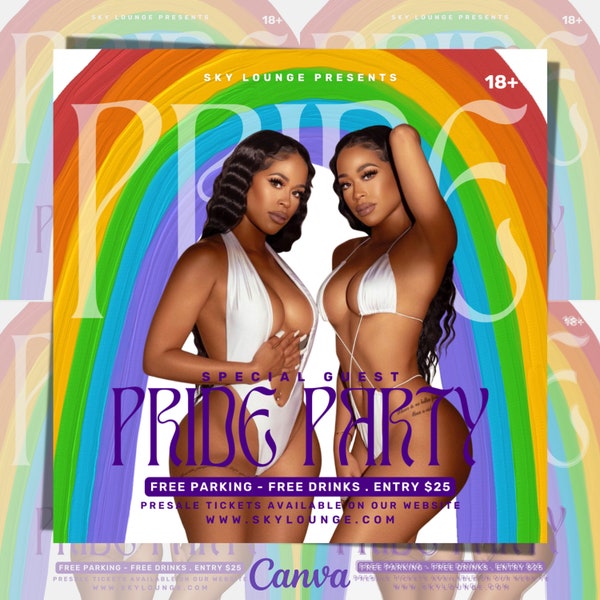 Editable LGBTQIA+ Flyer,Pride Party Flyer, Pride Month Flyer, Pride Club Flyer, Event Party Flyer