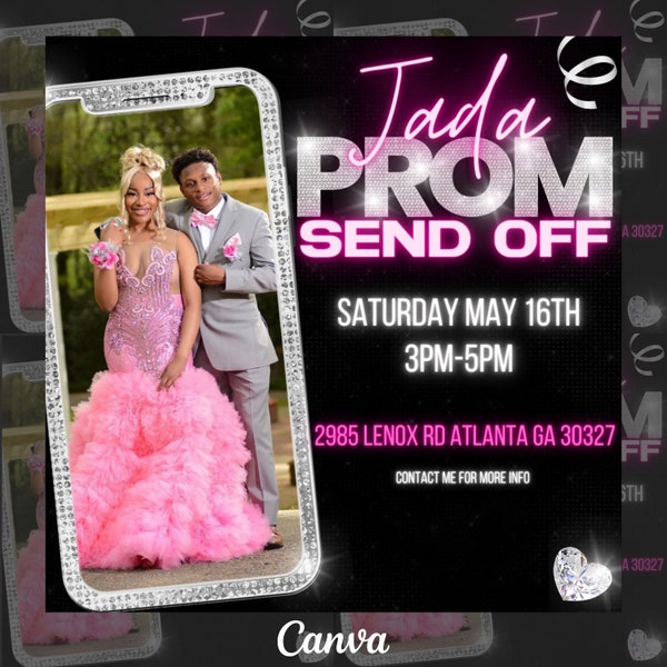 DIY Prom Send Off Flyer, Prom Invitation Prom Night, Senior Customizable with Canva, editable prom flyer beauty flyer, Silver
