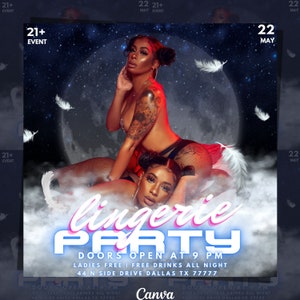 Lingerie Party Flyer - Club Party Flyer - Event Flyer Template - Brunch Flyer - DIY Birthday Flyer - Party Invitation
