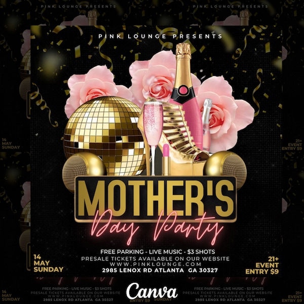 Mothers Day Event Flyer, Mothers Day Party Flyer, Mother Day Club Celebration Flyer, Social Media Party Flyer