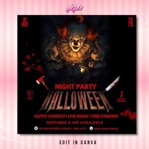 Halloween Party Flyer, Social Media Party Announcement Editable Halloween Party Invitation, DIY Canva Template, Halloween Party Flyer Canva