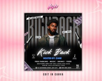Kickback Party Flyer, Party Flyer, Club Flyer, Nightclub Flyer, Party Invite, Party Invitation, Kickback Invitation, Invitation, Party