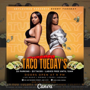 Taco Tuesday Flyer, Club Flyer Template For Canva, Event Flyer, Party Flyer, Stripper Party Flyer, Invitation Flyer, Adult Party Flyer V3