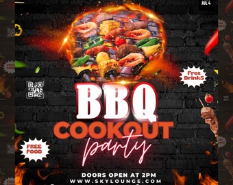 BBQ Cookout Flyer Template, BBQ Party Flyer