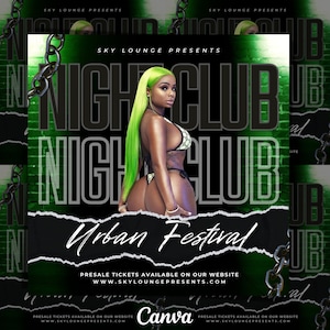 Club Party Flyer Template For Canva, Flyer,Template,DIY Event Flyer, Party Flyer, Club DJ Party Invite for Social Media, Instagram, Facebook
