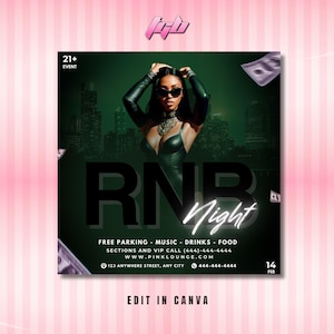 Editable R&B Party Invitation, RNB Wednesdays Club Flyer, RNB Party Flyer Canva Template