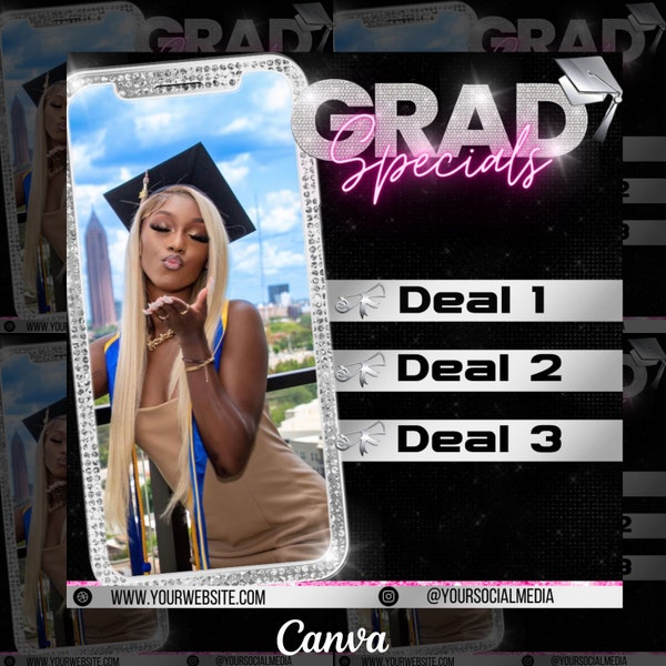 Graduation Special Flyer - Grad Glam - DIY Flyer Template - Grad Bookings - Appointments Flyer - Grad Makeup Lash Deals - Book Now Flyer -