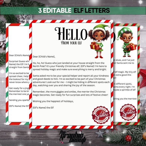 3 Editable Christmas Elf Introduction Letter, Elf Arrival Letter Printable, First Time Elf Visiting Letter, Christmas Elf Welcome