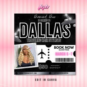 Traveling Stylist Flyer , Travel Flyer, makeup hair braids lashes bundles, travel e-flyer, makeup artist, braid installs | Black