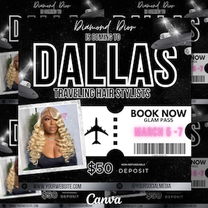 Traveling Stylist Flyer , Travel Flyer, makeup hair braids lashes bundles, travel e-flyer, makeup artist, braid installs | Black