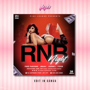 Editable R&B Party Invitation, RNB Wednesdays Club Flyer, RNB Party Flyer Canva Template