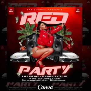 Red Party Flyer, Club Flyer, Stripper Party Flyer, Party Invitation Flyer, Adult Party Flyer, Birthday Party Flyer, V2