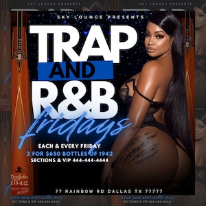 Trap Music RnB Club Flyer, Club Flyer, DIY Event Flyer, Party Flyer, Club DJ Party Invite for Social Media, Instagram, Facebook