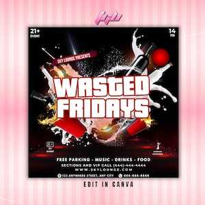DIY Club Flyer, Wasted Friday Party Flyer, Stripper Party Flyer, Event Flyer, Party Invitation Flyer, Adult Party Flyer