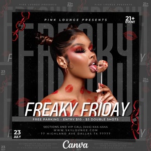 Freaky Fridays, Adult Party Flyer, Stripper Party Flyer, Club Flyer Template For Canva, DIY Event Flyer, Party Flyer,