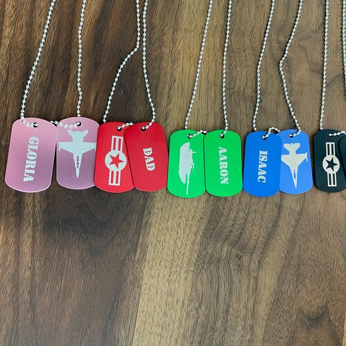 Set of 5 Custom Military Stencil Laser Etched Dog Tags Etsy