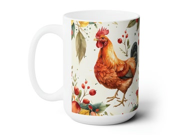 Chicken Lovers Mug, Chicken lady, Chicken Lovers Gift, Rustic, Homestead, Ceramic Mug 15oz