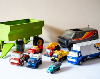 TONKA Vintage Toys: Trucks, Cars, Trolley, Construction Machinery, Van [9 pieces]