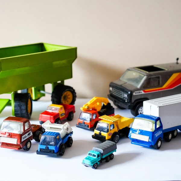 TONKA Vintage Toys: Trucks, Cars, Trolley, Construction Machinery, Van [9 pieces]