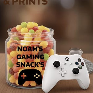 Personalized Gaming Snacks Vinyl Decal: Custom Gamer Room Decor
