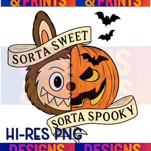 Labubu Halloween PNG: Spooky Kawaii Monster Clipart (Digital Download