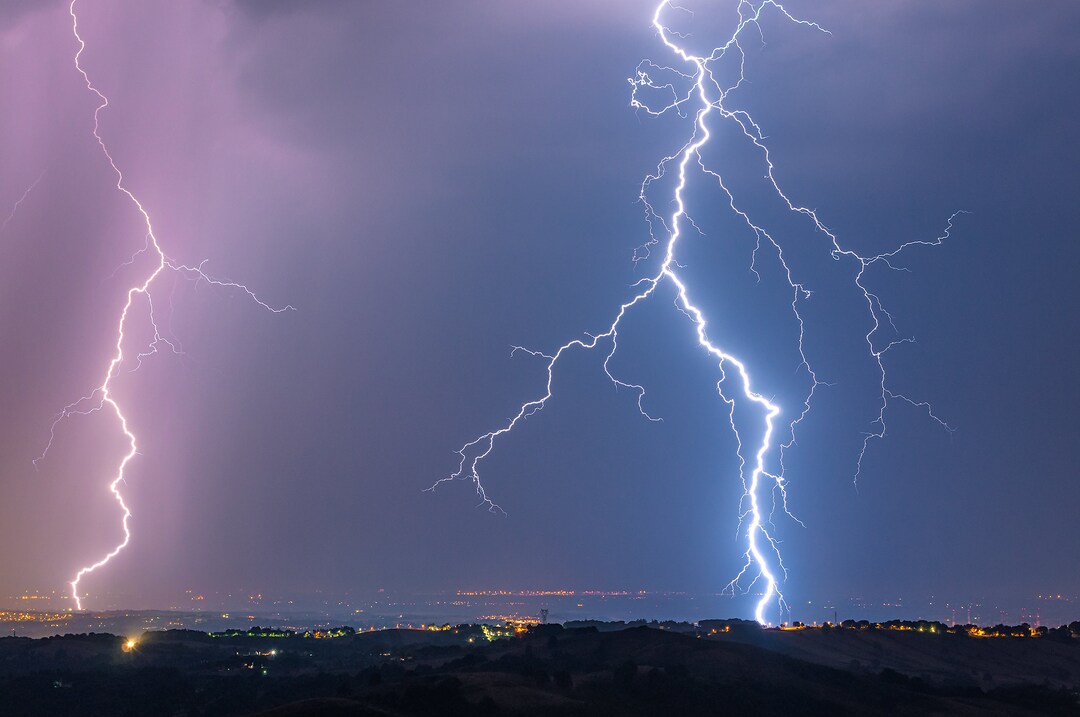 Lightning Strike Under a Small Scorching Storm Italianstorm Etsy