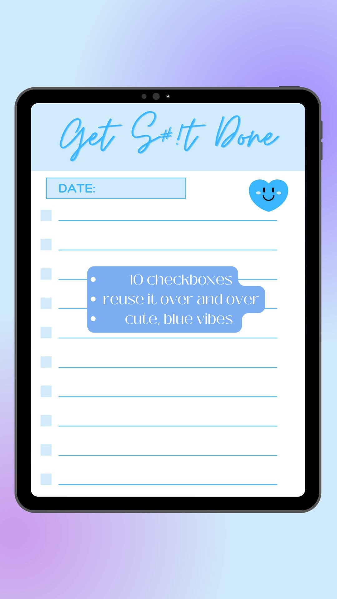Get Shit Done Daily Digital Printable Planner Blue Color Scheme - Etsy