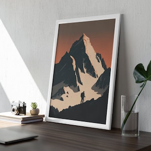 Alpinist Hiking Wall Art Framed, Gift for Hiker, Adventure Wall Art, Hiking Travel Poster, Hiking Trail Print, Go Hiking Print, Wilderness