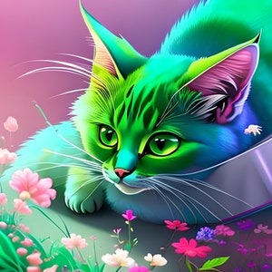 Colorful cat, downloadable,printable