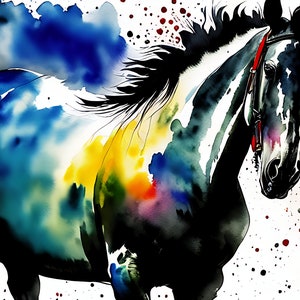 Watercolor, horse,digital art print, digital download,printable, AI Generated, Digital art