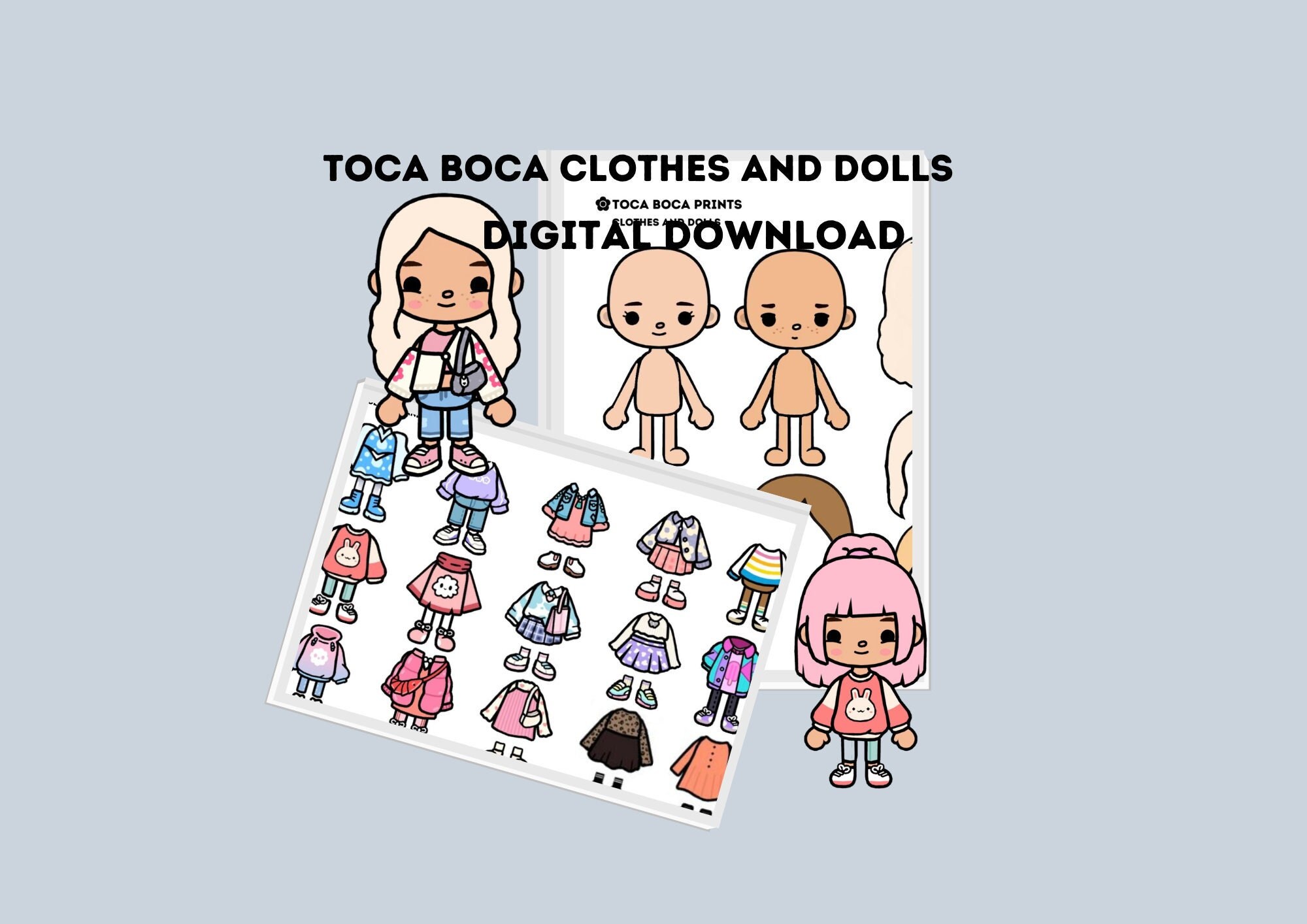 Printable Toca Boca Paper Doll and Clothes Activities for Kids