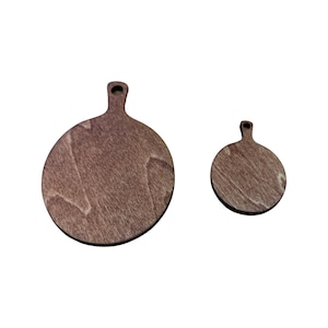 Dollhouse miniature wooden cutting board set with handles (round)