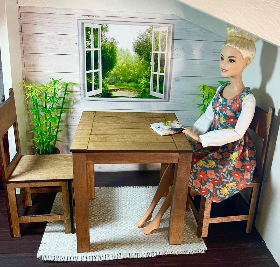 Miniature Dollhouse Wooden Dining Table/chairs 16 Scale Etsy