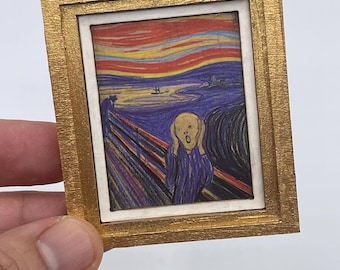 1:6 Scale Miniature Framed Fine Art for Dollhouse - The Scream by Edvard Munch