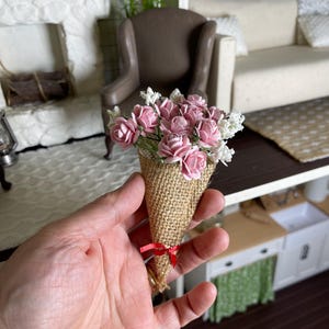Miniature Dollhouse Rose Bouquet (available in different colors) 1:6 scale