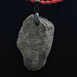 Black Rock with Red & Black Leather Cord Necklace