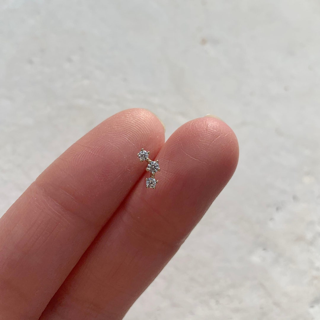 Set Of 3 Gold Plated Cz Stud Earring For Women