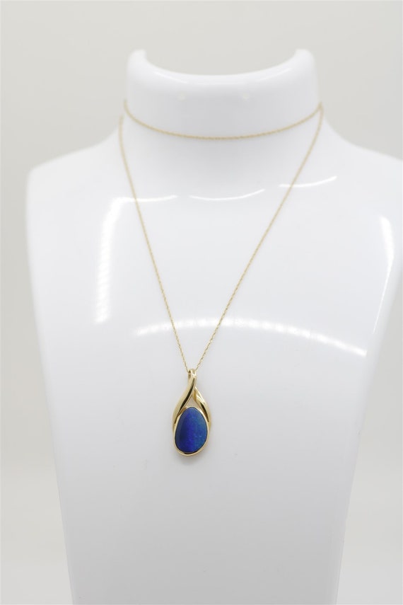 Vintage 14k Yellow Gold Opal Necklace 18"