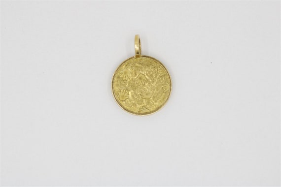 Vintage 18k Yellow Gold Handprints Pendant 1" - image 1