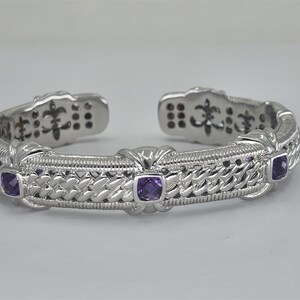 SET OF 3 Judith Ripka Cuff Sterling Silver Amethyst Peridot and 