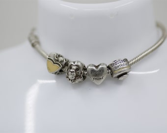 Vintage Sterling Silver Pandora Adjustable Charm Bracelet