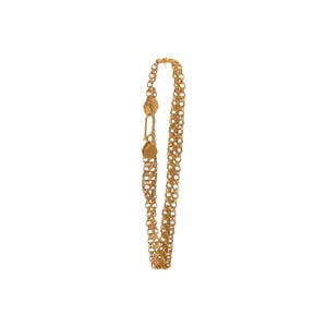 May include: A gold-toned chain bracelet featuring multiple delicate interlocking circular links. The bracelet includes two hexagonal-shaped metal components positioned near the hook-style clasp mechanism, creating a layered appearance.