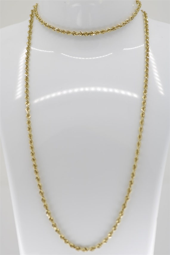 14K Yellow Gold Vintage 24 Inch Rope Chain Necklac