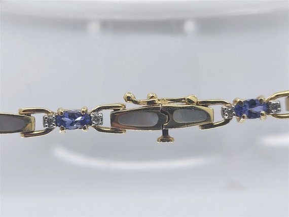 Vintage 14K Tanzanite, Diamond and MOP Bracelet 7" - image 3