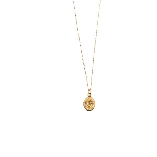 Vintage 14K Yellow Gold Singapore Necklace w/ Floral Locket 14.5"