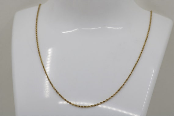 14K Vintage Yellow Gold 20" Thin Puffed Rope Chain - image 1