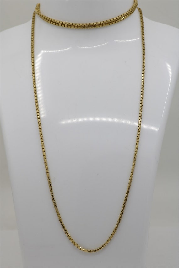 Vintage 18k Yellow Gold Box Chain Necklace 31.5"